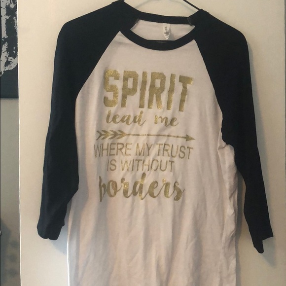 White Baseball Tee with Gold Script - Picture 1 of 3